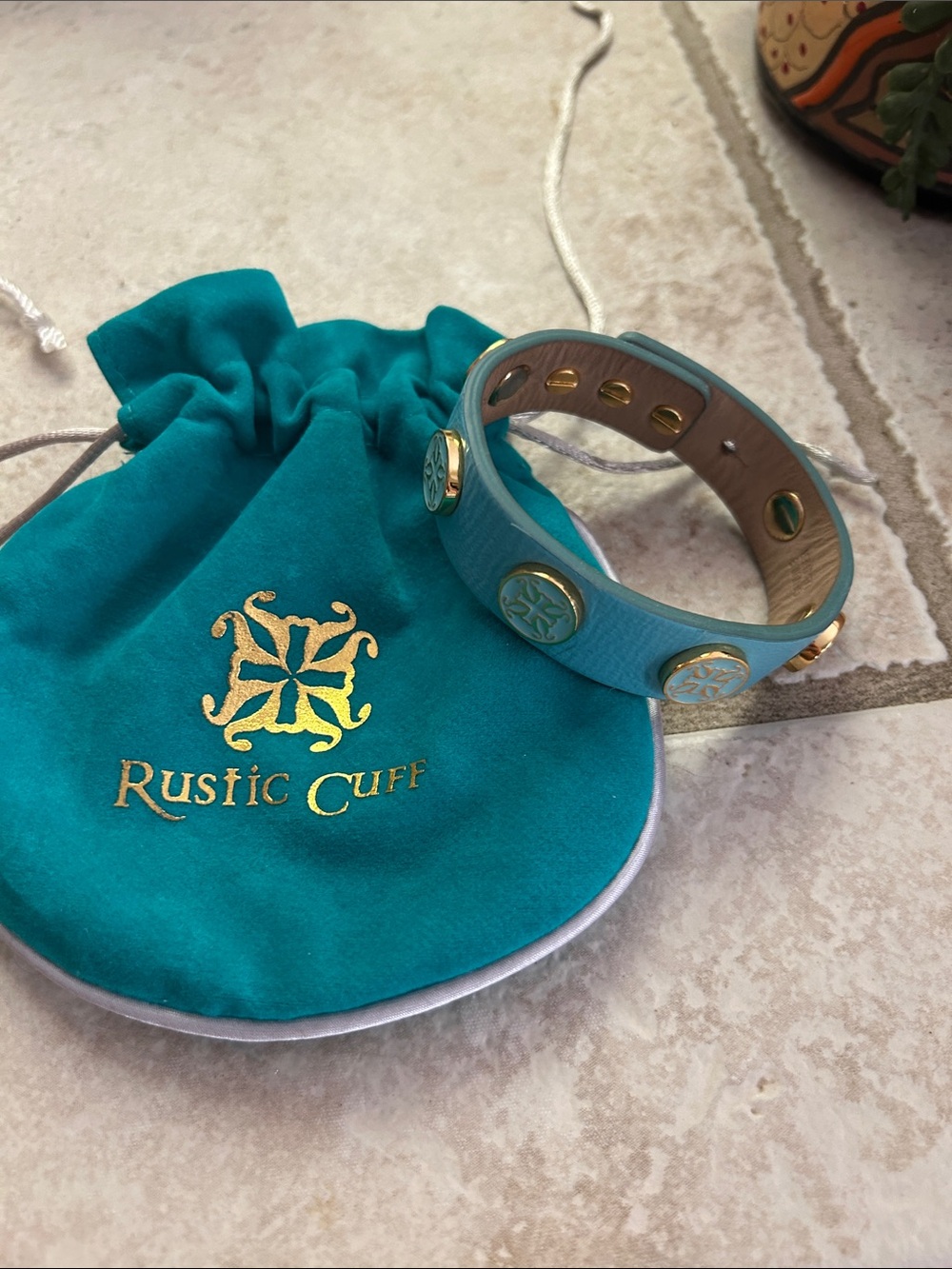 Rustic Cuff Teal and Gold Magnetic Therapy Bracelet